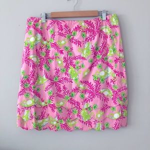 Lilly Pulitzer Green Monkey scallop skirt